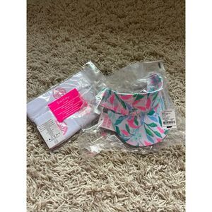 NWT Lilly Pulitzer Holding Court TENNIS SET COMPLETE GWP Wrist Headband & Visor